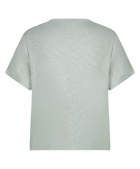 Top mit kurzen Ärmeln Rib, Grün