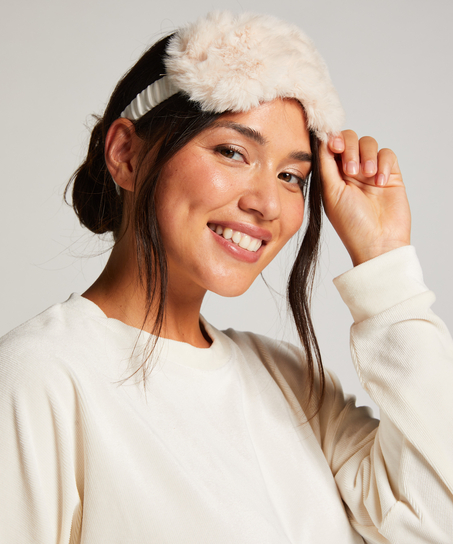 Kunstpelz-Schlafmaske, Wei&szlig;