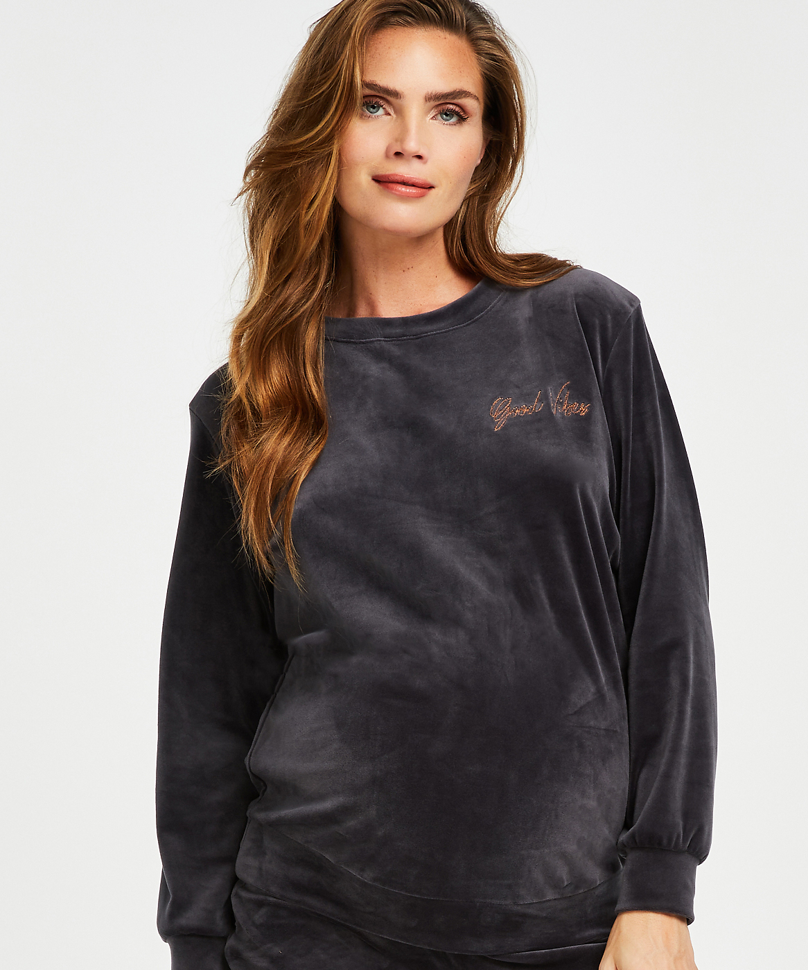 Schwangerschafts-Top Samt, Grau, main