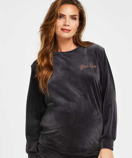 Schwangerschafts-Top Samt, Grau