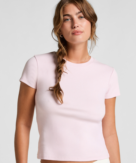 Pyjamatop Rib Crew Neck, Rose
