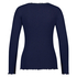 Langarm-Top, gerippt R-neck, Blau