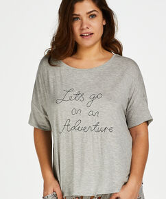 Haut de pyjama &agrave; manches courtes Loose Fit, Gris
