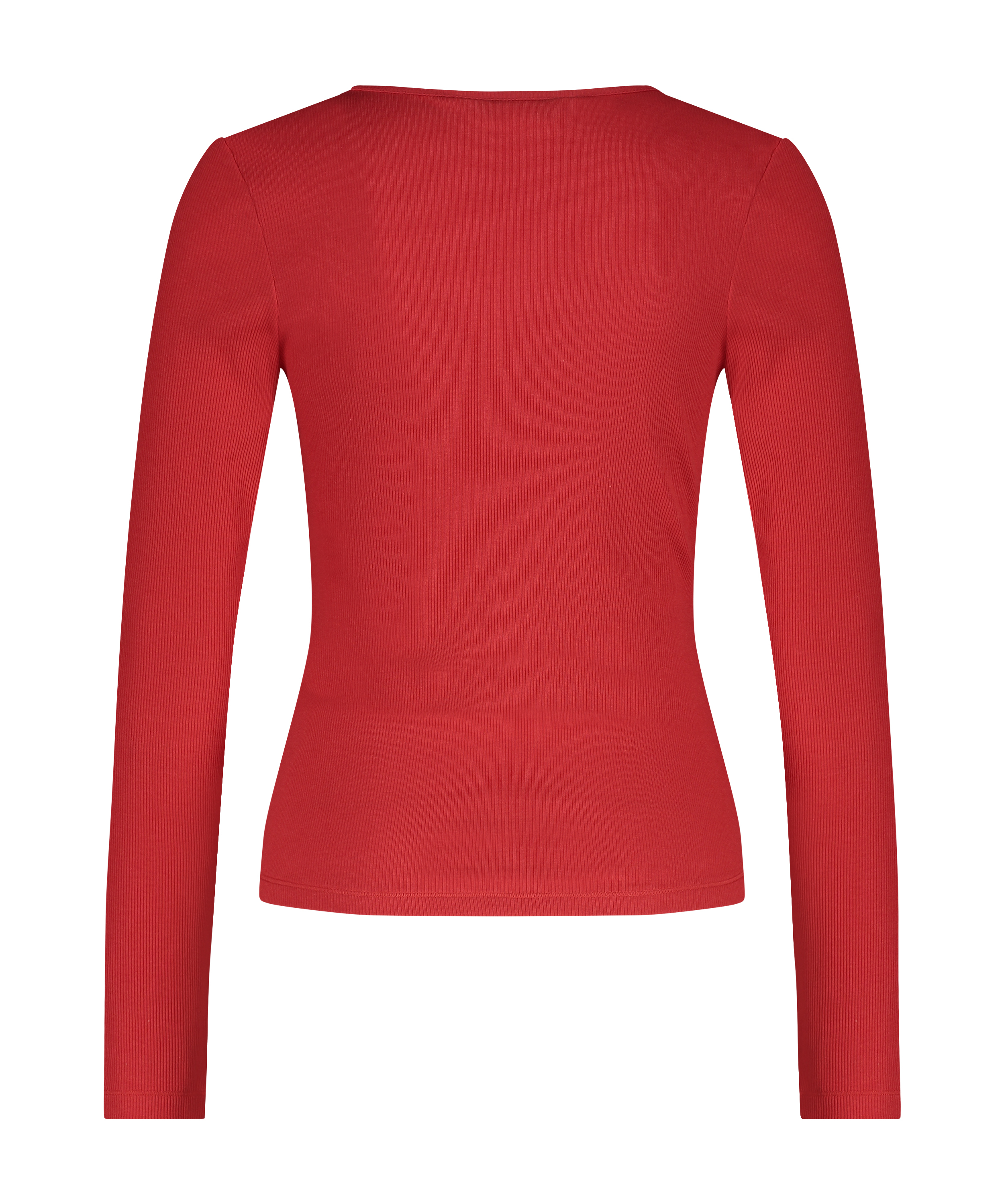 Top mit V-Ausschnitt, Longsleeve, Rot, main