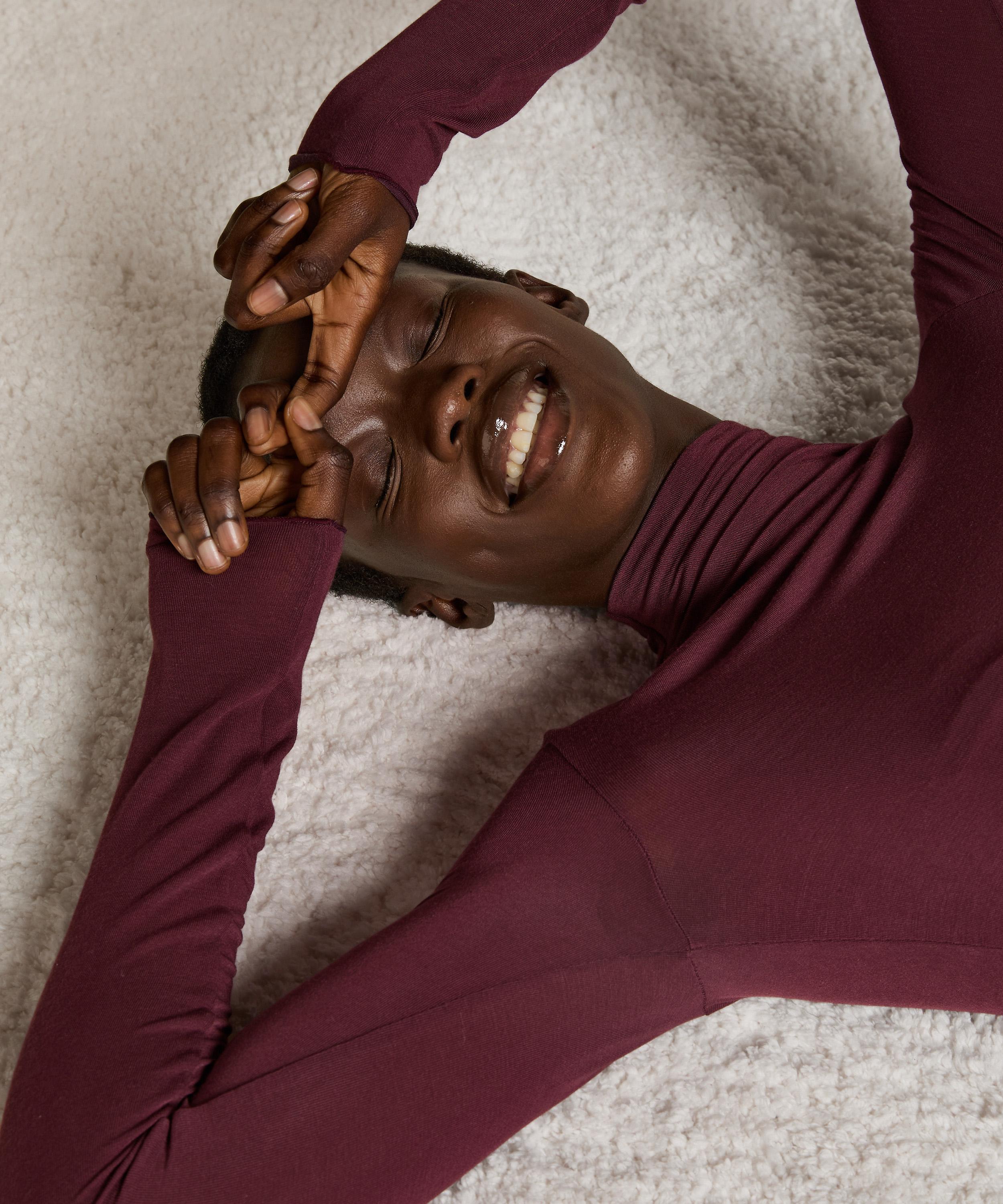 Haut avec cachemire à col roulé super soft, Violet, main