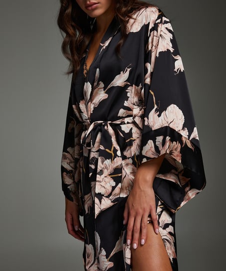 Kimono Satin Bloom, Noir