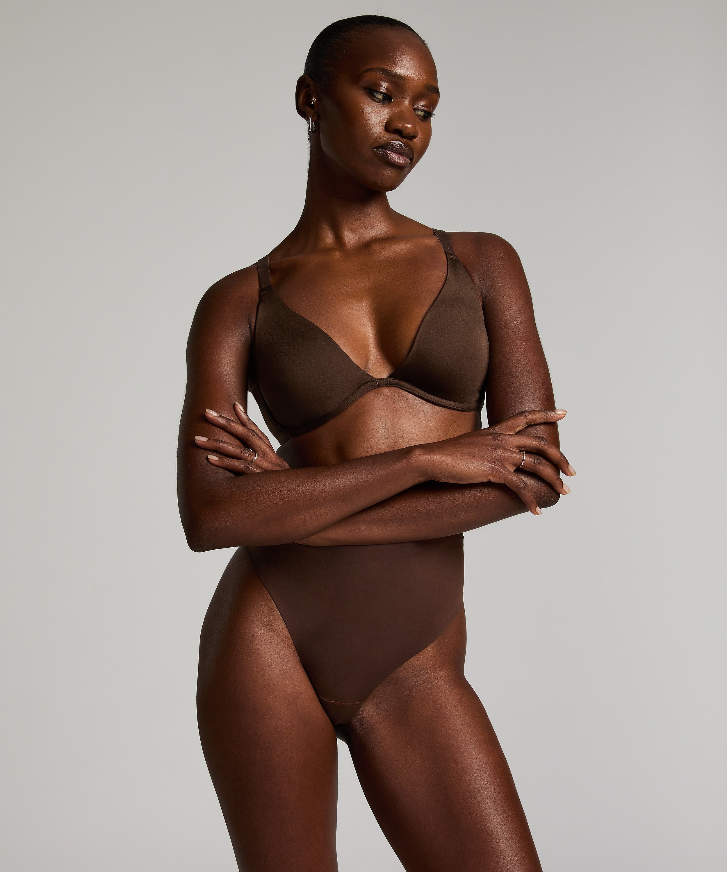Soutien-gorge à armatures non-préformé Smooth, Marron, main