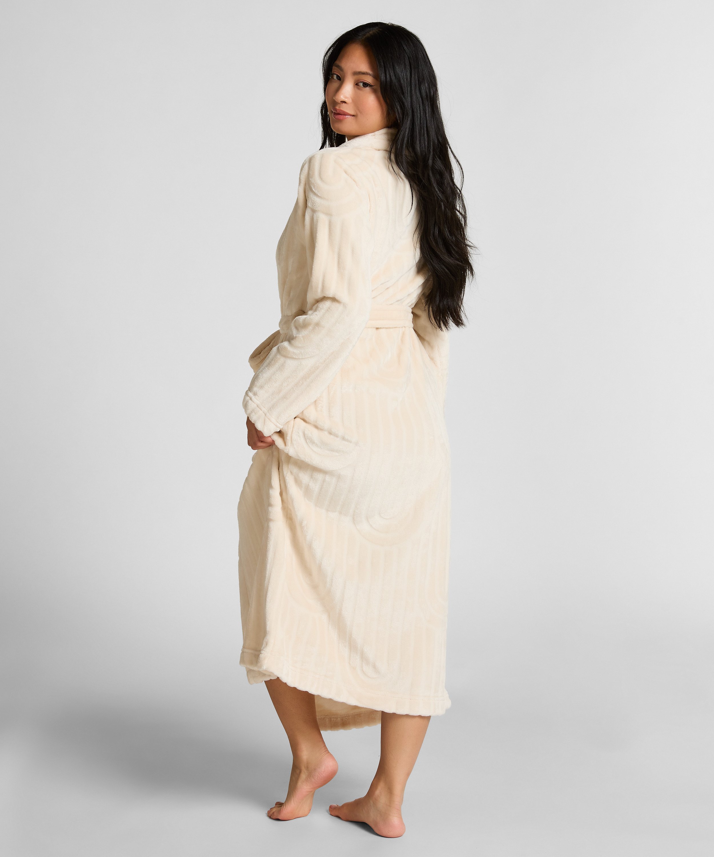 Bademantel lang Fleece, Weiß, main