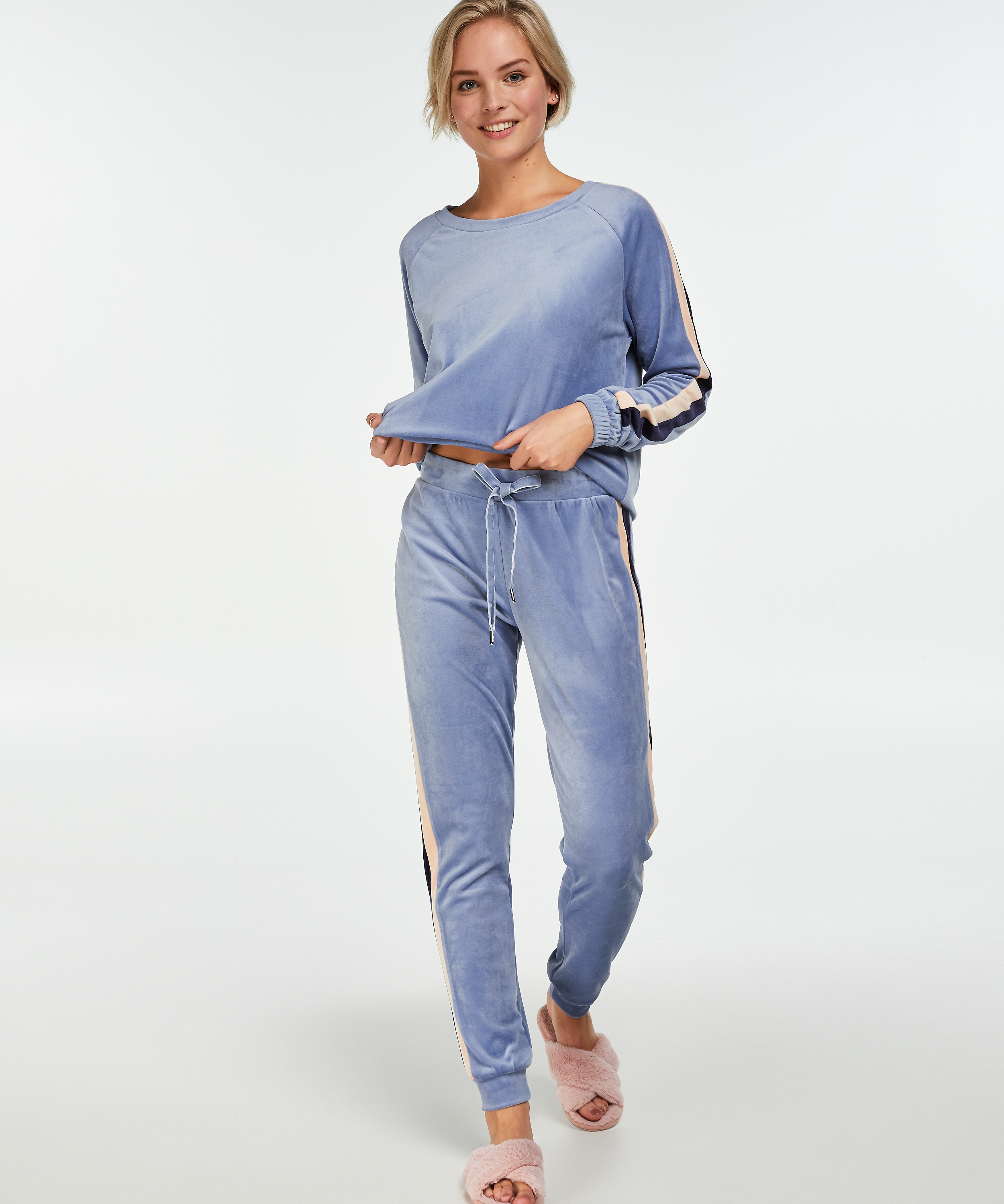 Pantalon de jogging Velours Stripe, Bleu, main
