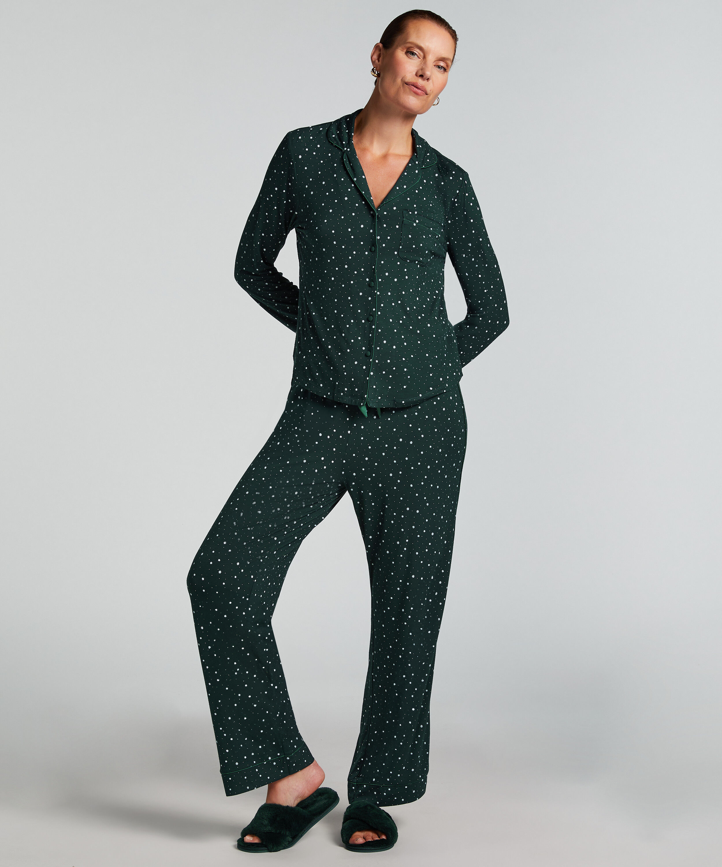 Pyjamahose Jersey, Grün
