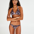 Triangel-Bikinitop mit Animal Print, Schwarz