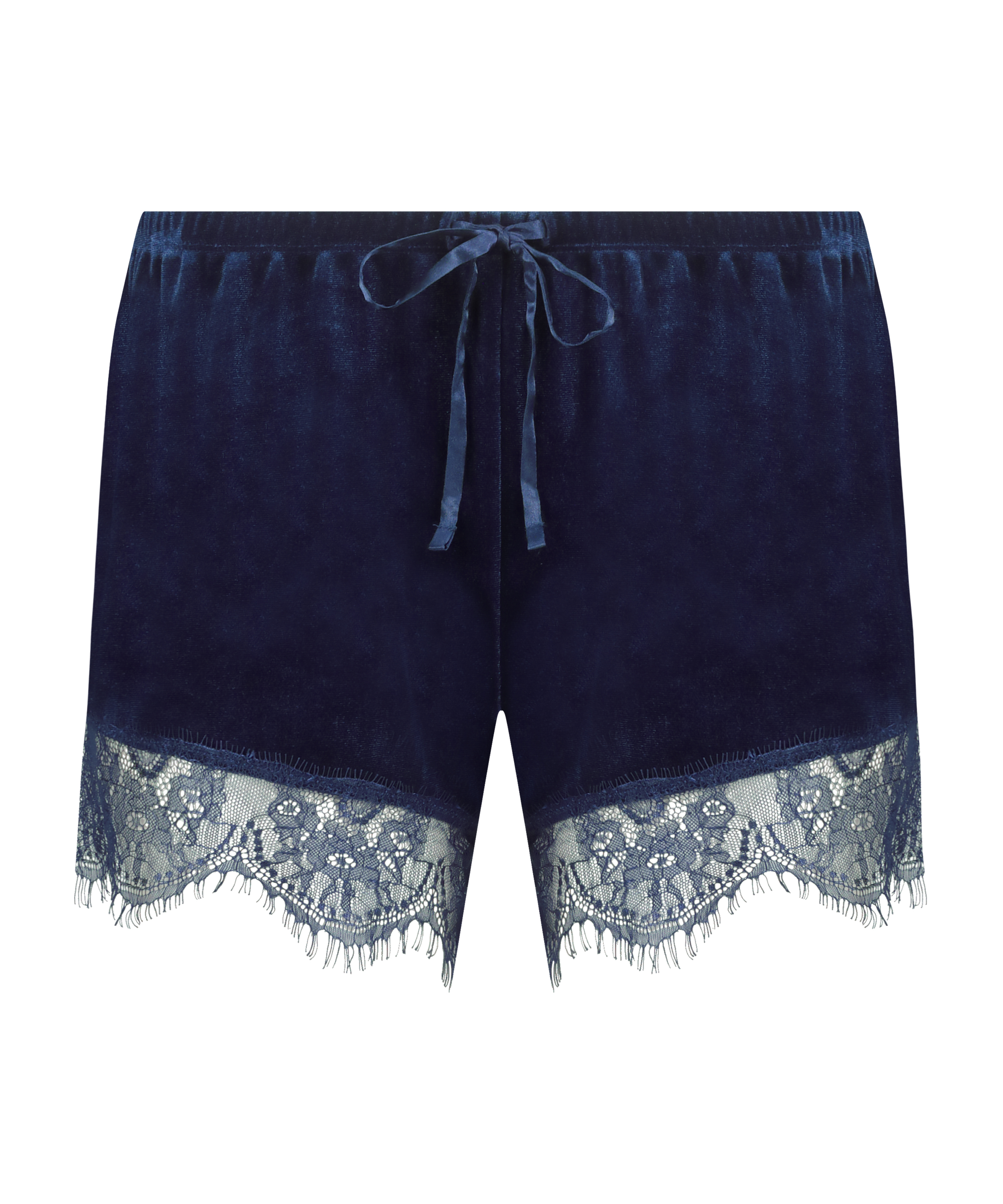 Gl&auml;nzende Velours-Spitzen-Shorts, Blau, main