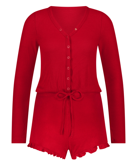 Grenouillère courte brossée, Rouge