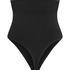 Nahtloser betonender korrigierender String mit hoher Taille, Schwarz