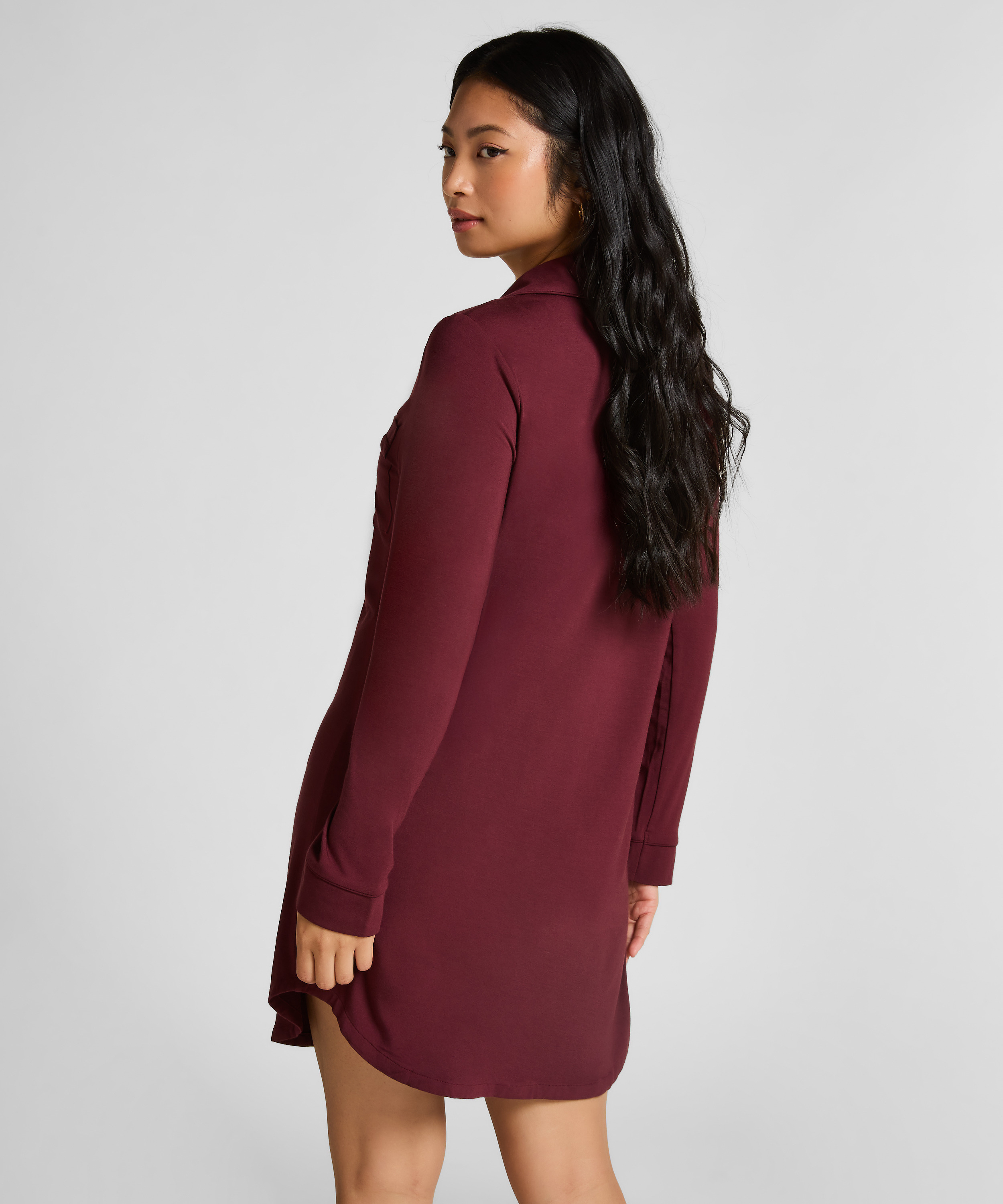 Langärmeliges Jersey-Hemdkleid Essential, Lila, main