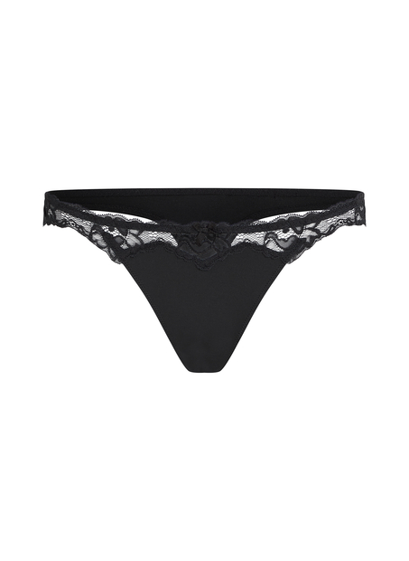 String mit Spitze Secret Lace, Schwarz