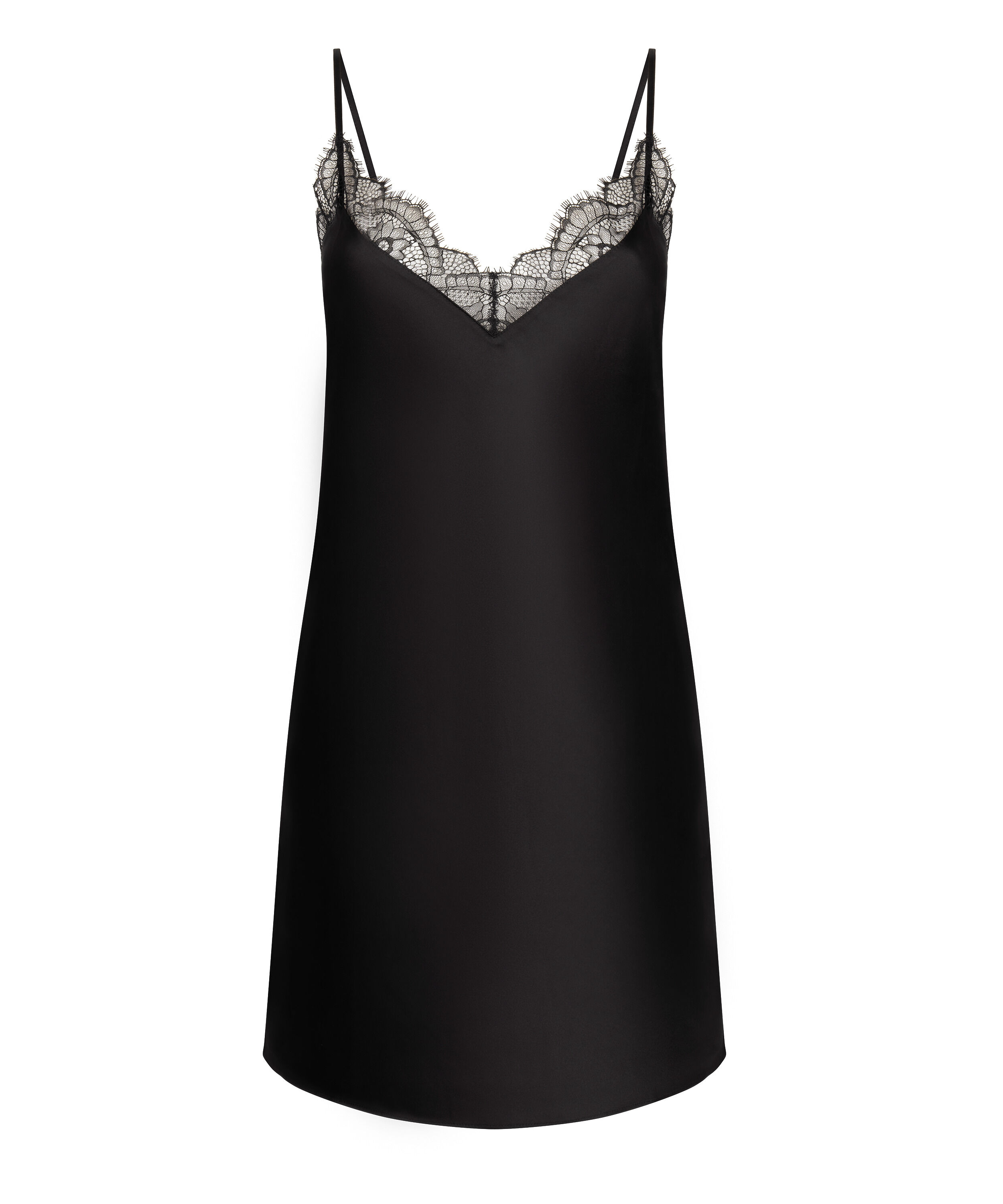 Spitzen-Slipdress, Schwarz