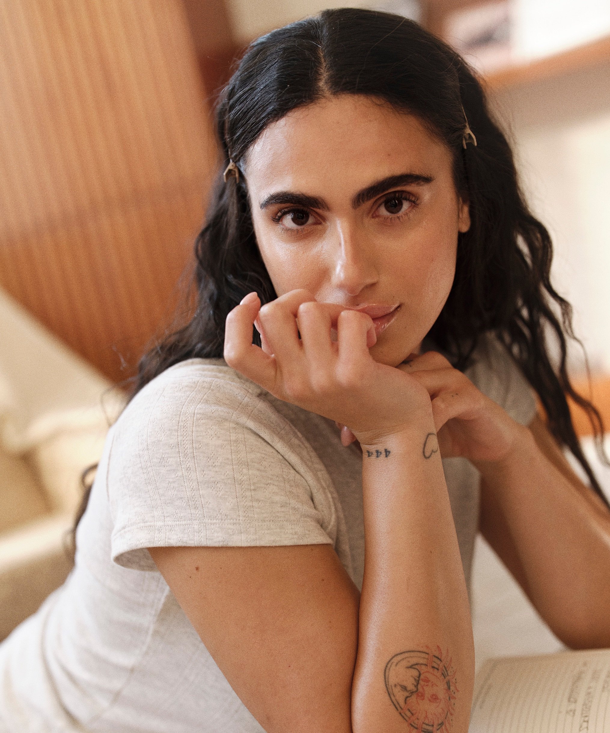 Pointelle-Top, Grau, main