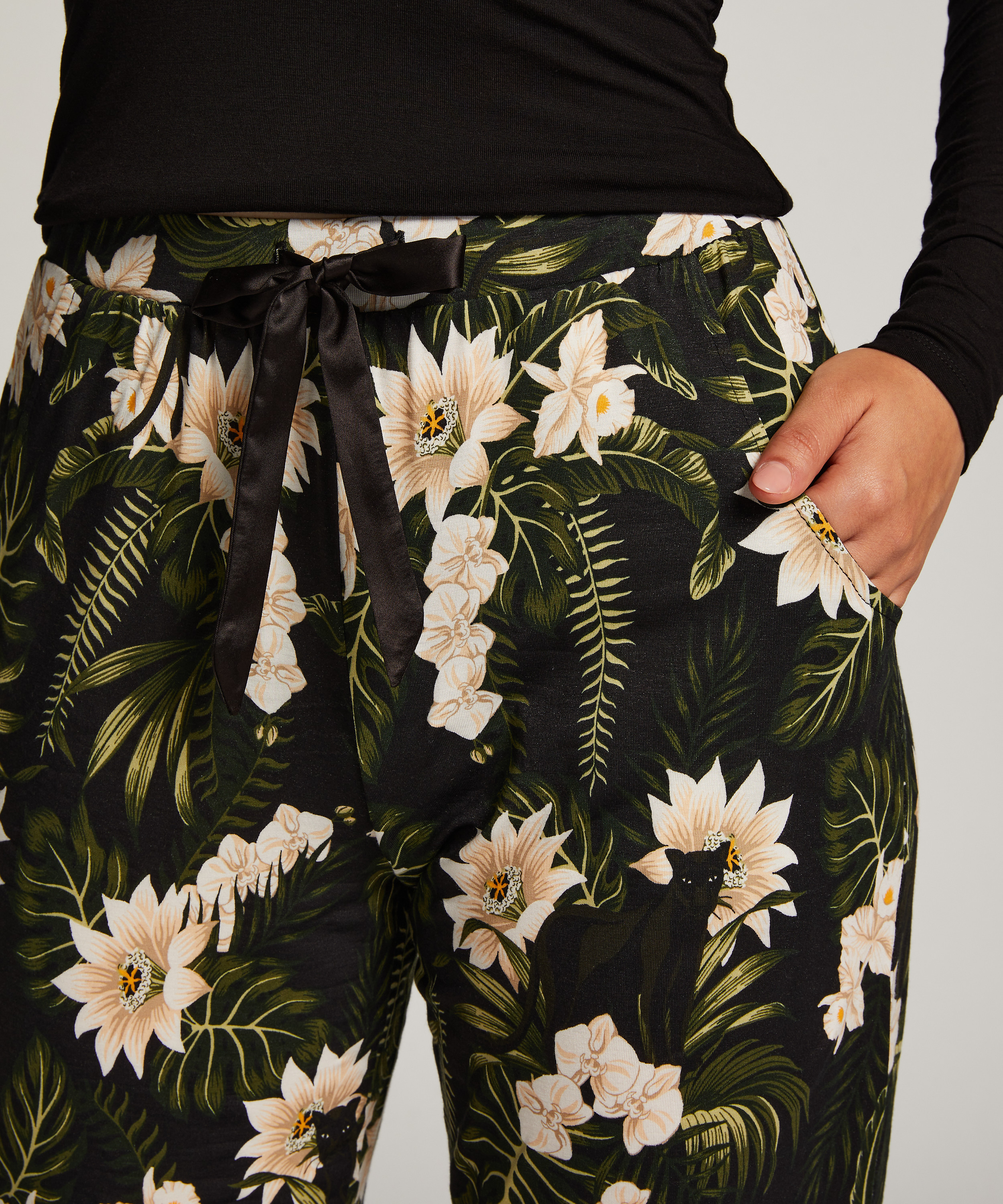 Pantalon de pyjama Jersey, Noir, main