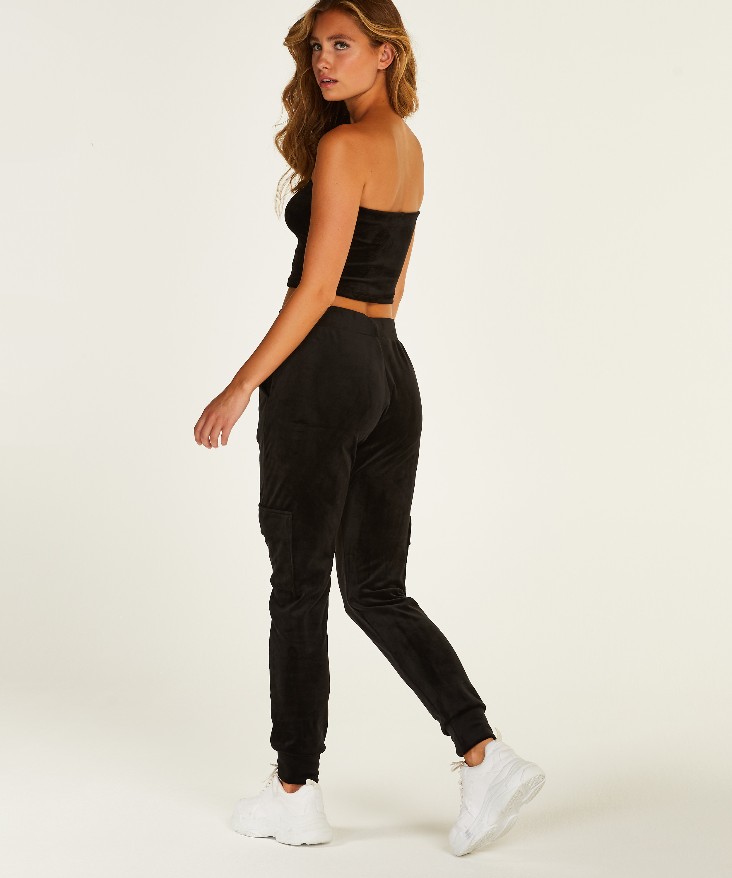 Bandeau Top Velours, Schwarz, main