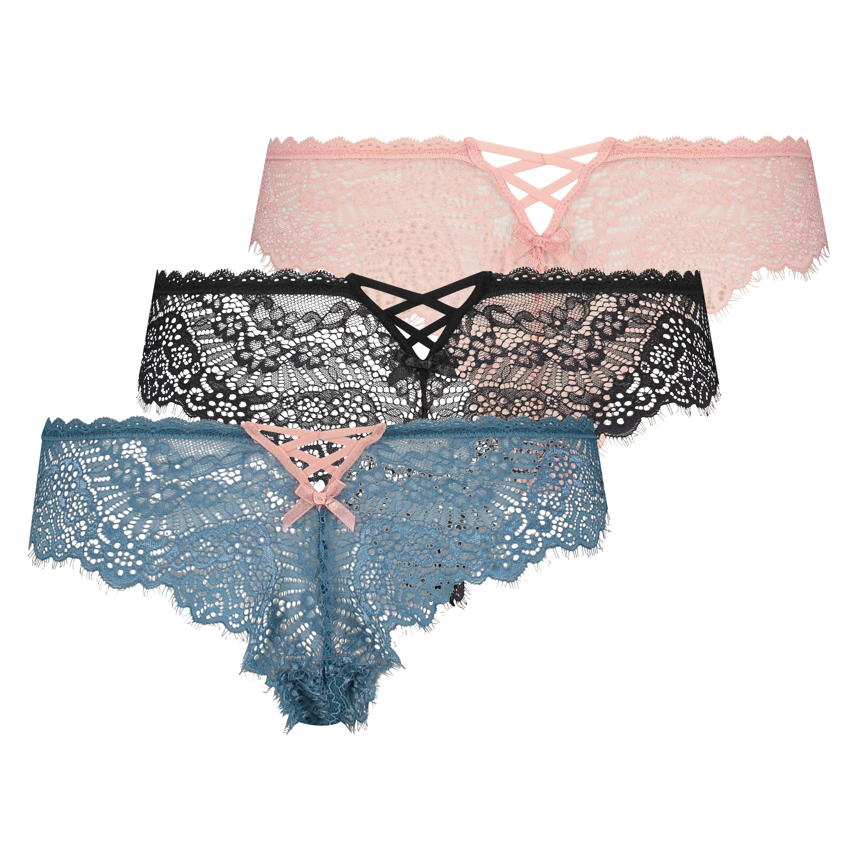 3-Pack Brazilians lace, Schwarz, main