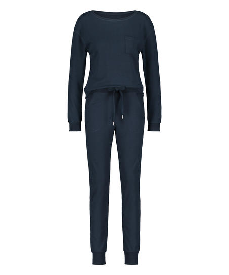 Pyjamaset, Waffelstoff, Blau