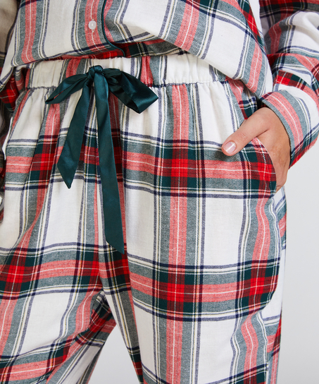 Tall Pyjamahose aus Flanell, Weiß