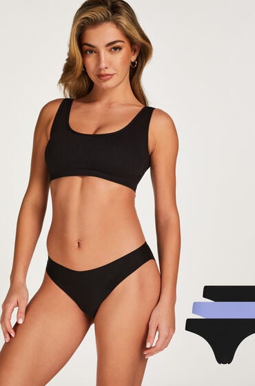 Image of Hunkemöller 3er-Pack Invisible Brazilian-Slip mit Netzstoff Schwarz