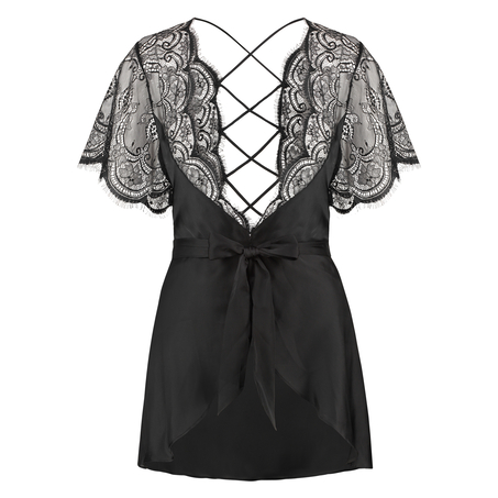 Kimono Satin Coco, Schwarz