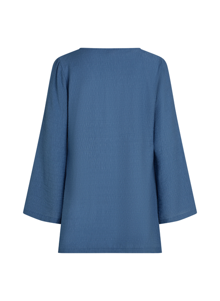 Langärmeliges Ringelkleid für den Strand, Blau