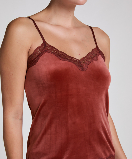 Camisole velours Dentelle, Marron
