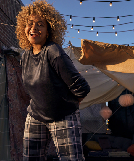 Velour Pyjama-Set, Grau