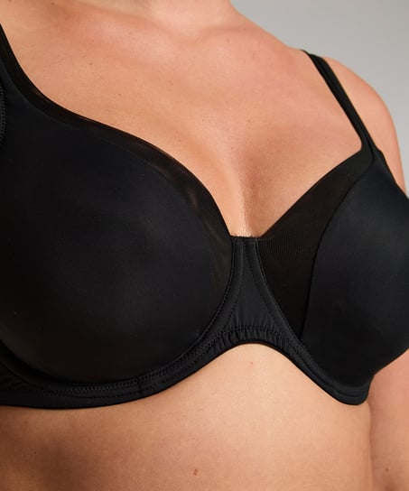 Unwattierter Bügel-BH Mesh, Schwarz
