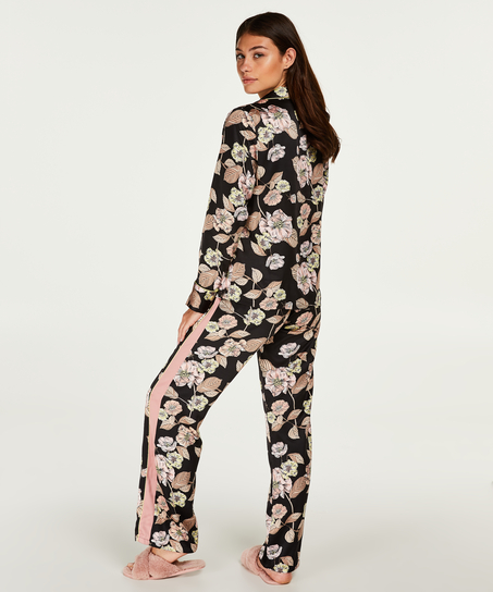 Pantalon de pyjama satiné Emily, Noir
