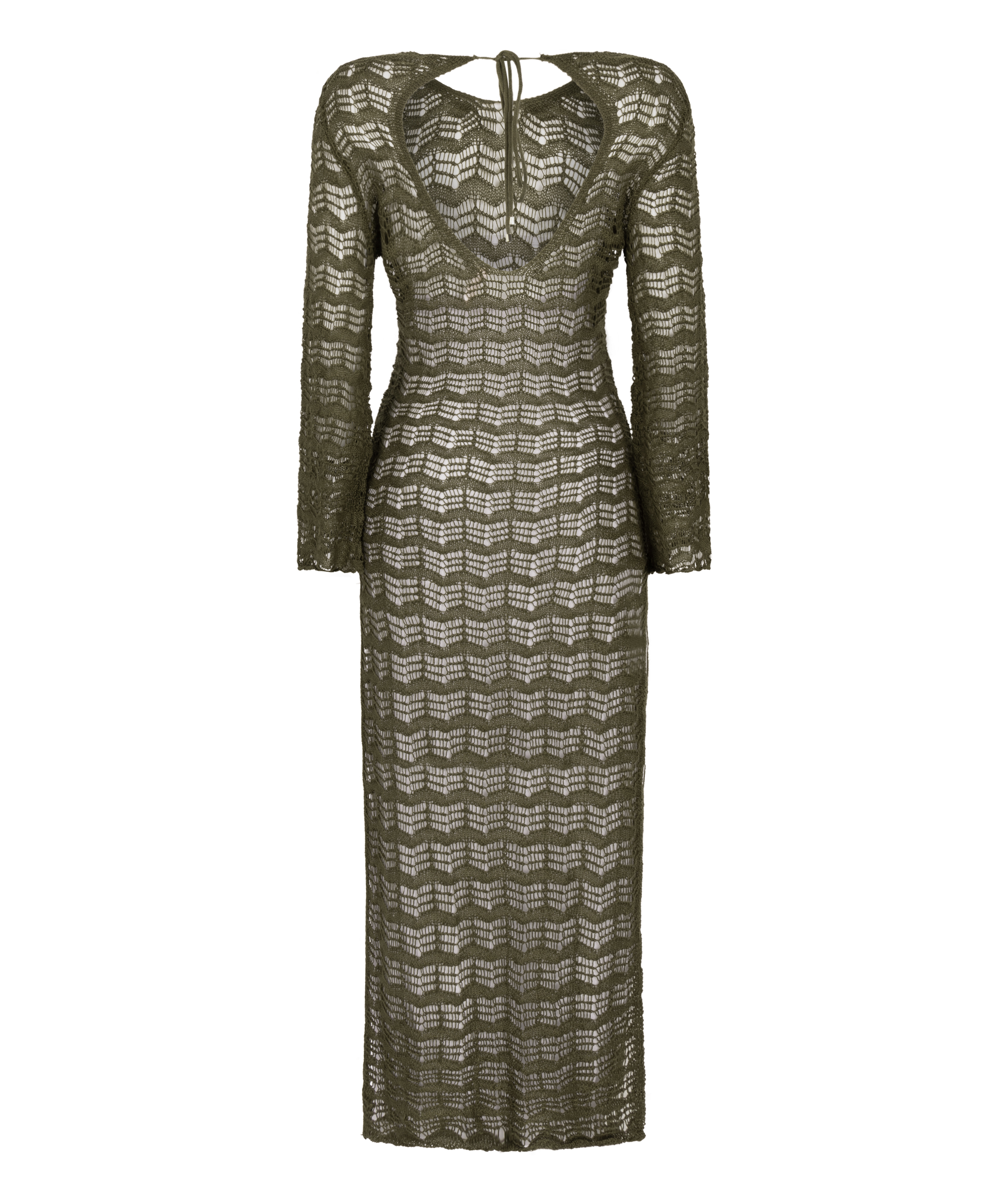 Crochet Maxikleid, grün, main