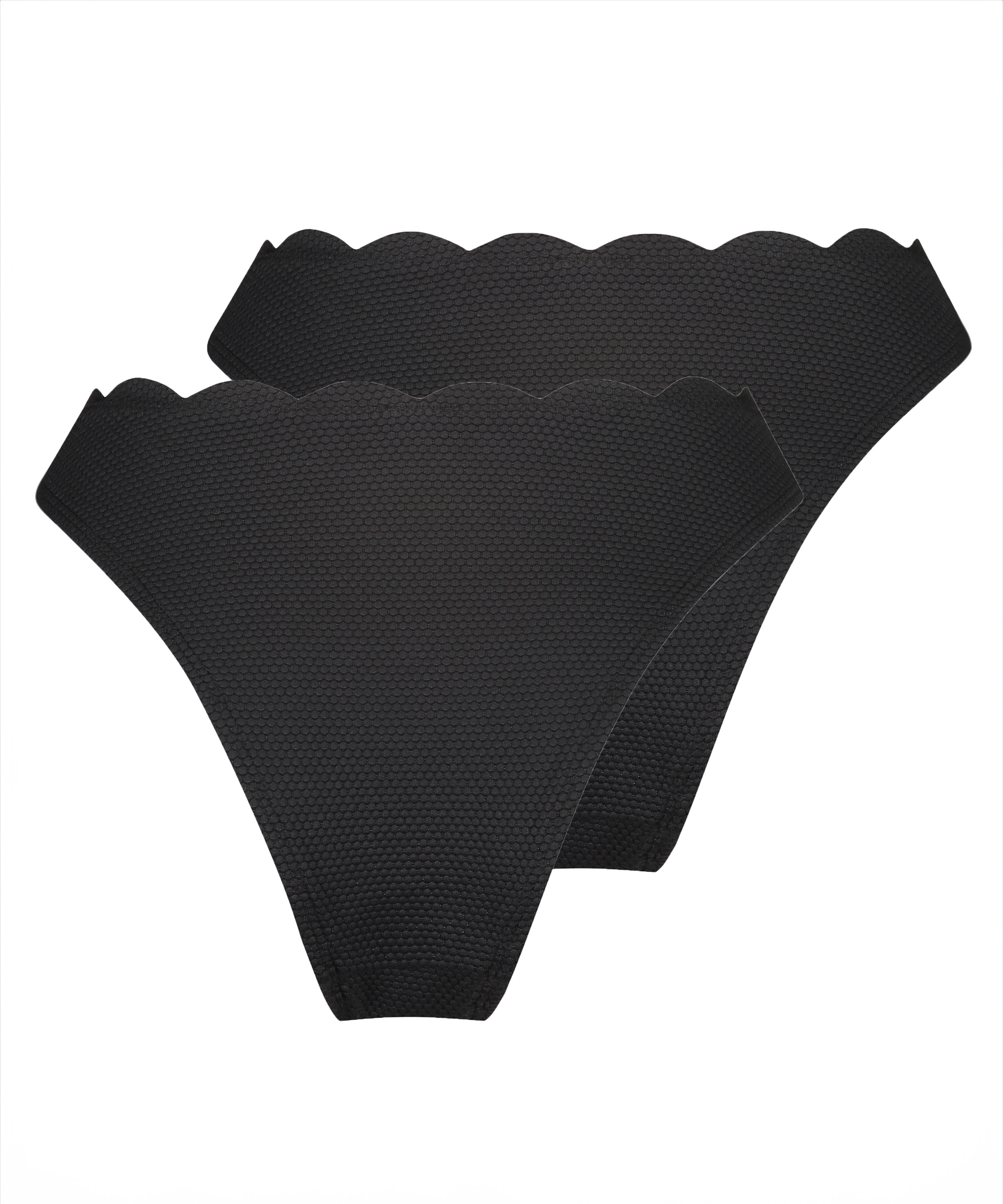 2er-Pack Bikini-Hose Scallop, Schwarz, main