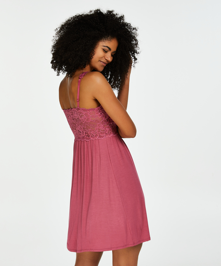 Slipdress Modal Lace mit Spitze, Rose