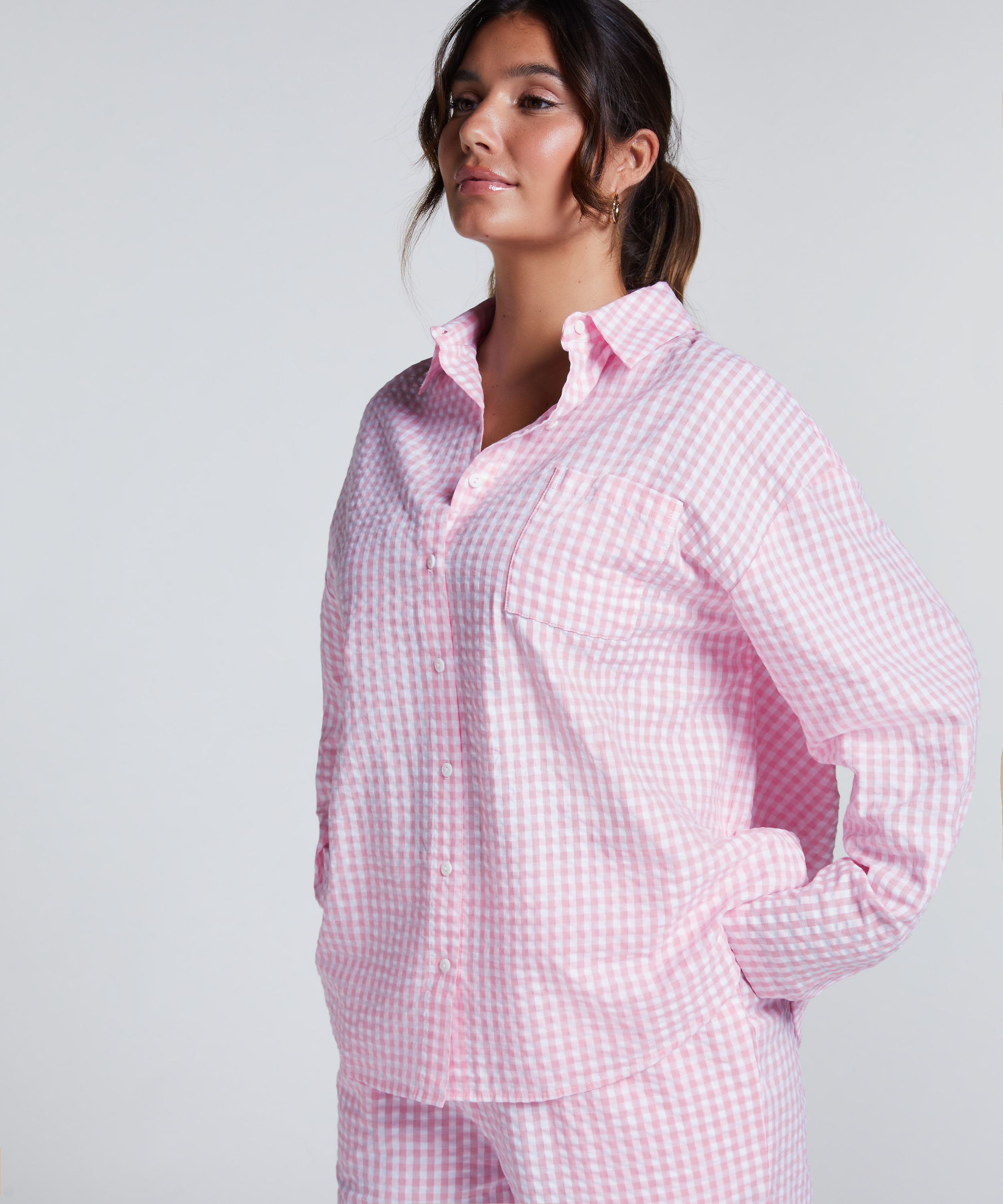 Pyjama-Oberteil aus Baumwolle, Rose, main