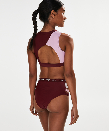 Slip de bikini taille haute cheeky HKMX, Rouge