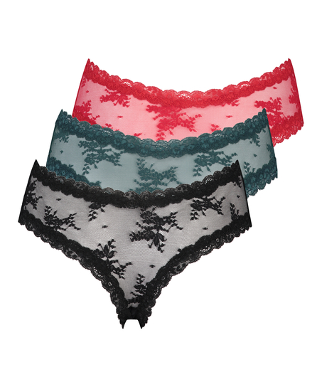 3 paires de slip br&eacute;silien en forme de V, Noir