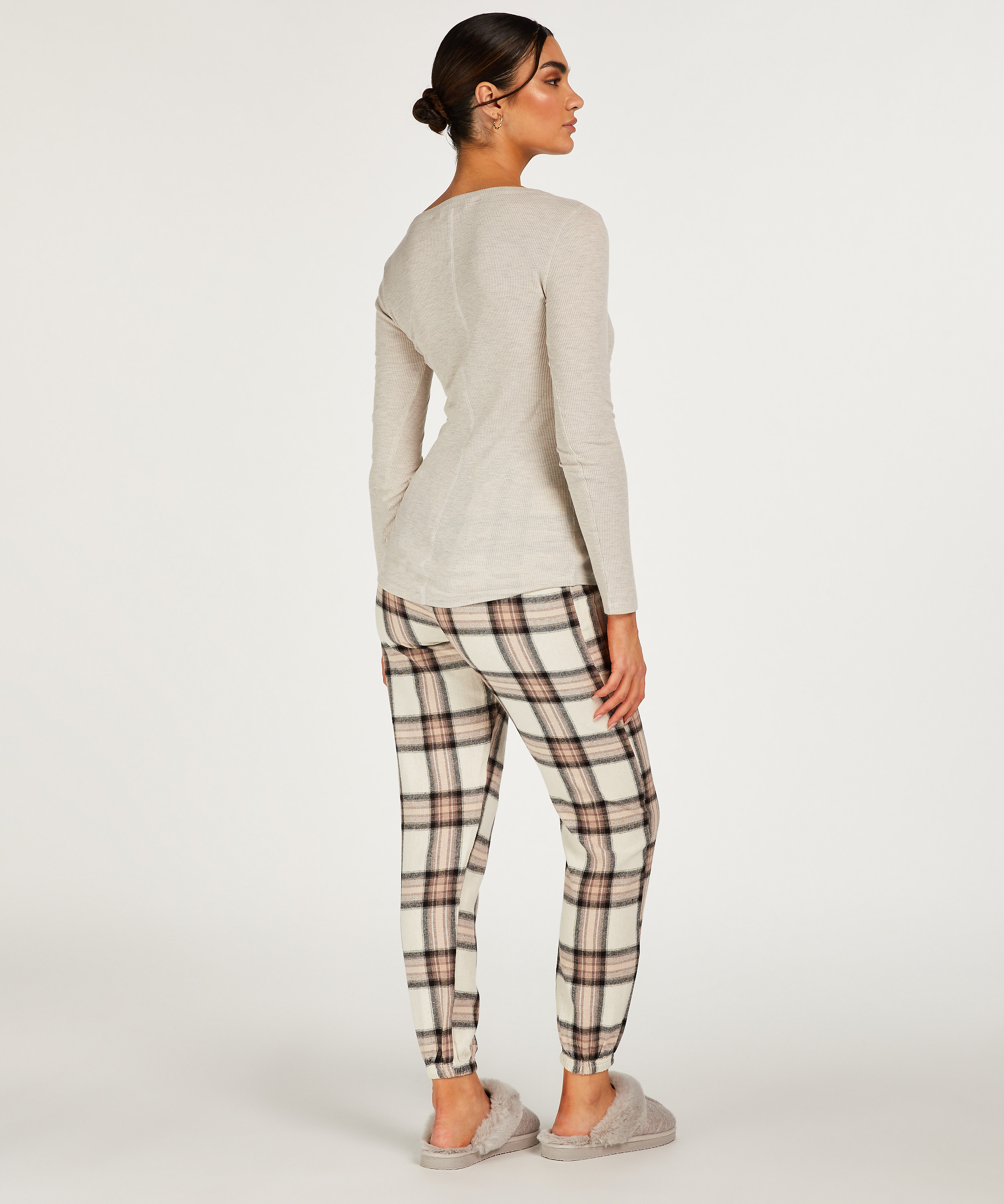 Tall Pantalon de pyjama Twill Check, Beige, main