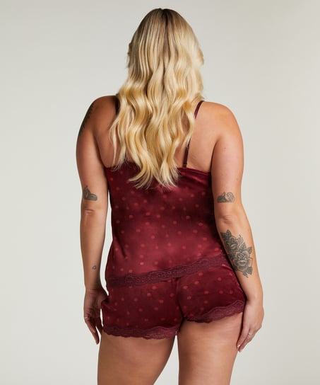 Shorts aus Velours mit Spitze, Lila