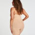 Nahtlos betonender Bodysuit mit hohem Beinausschnitt, Beige