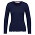 Langarm-Top, gerippt R-neck, Blau