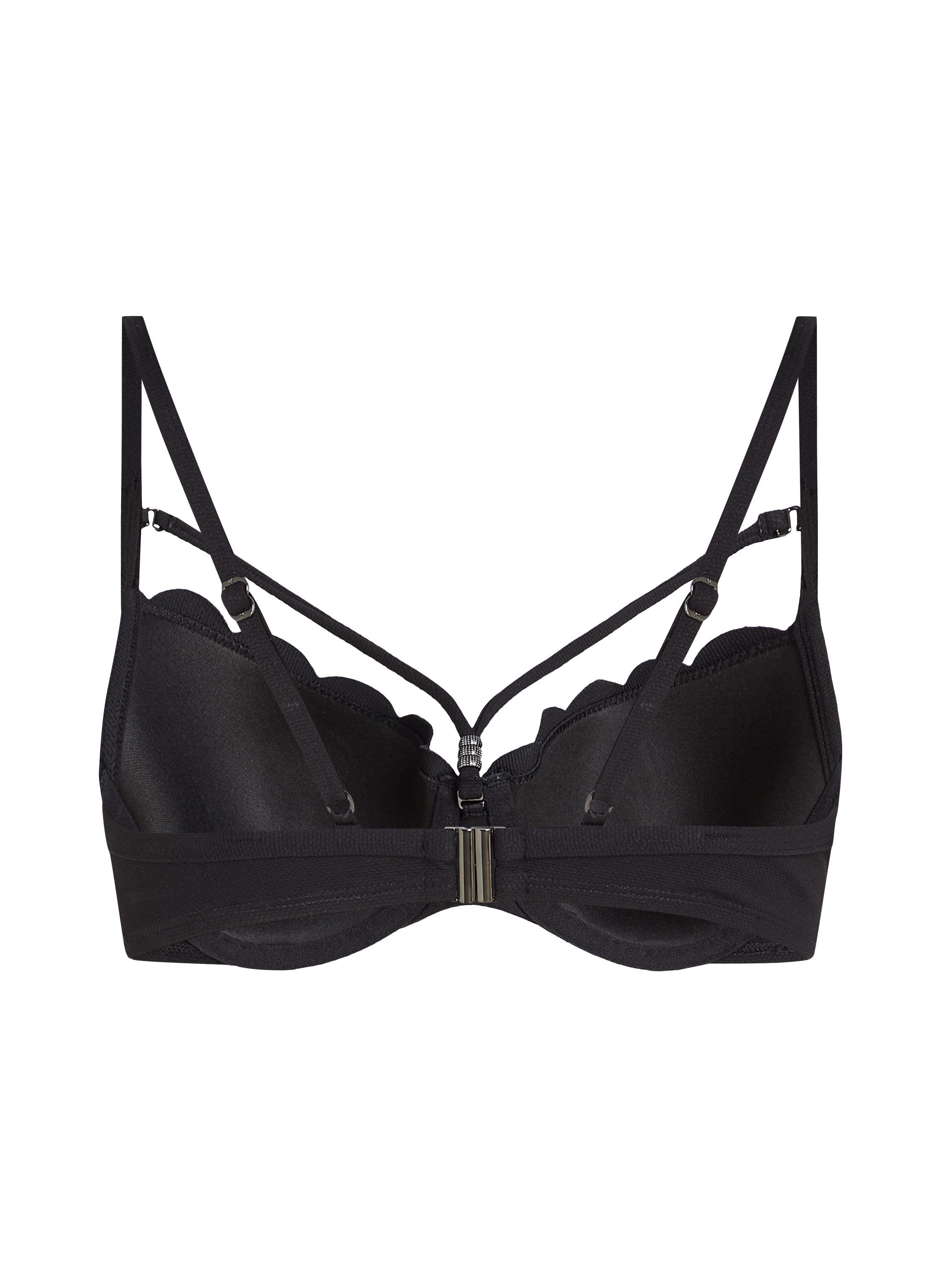 Haut de bikini pr&eacute;form&eacute; &agrave; armatures Scallop, Noir, main