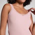 Geripptes Cami mit Spitze, Rose