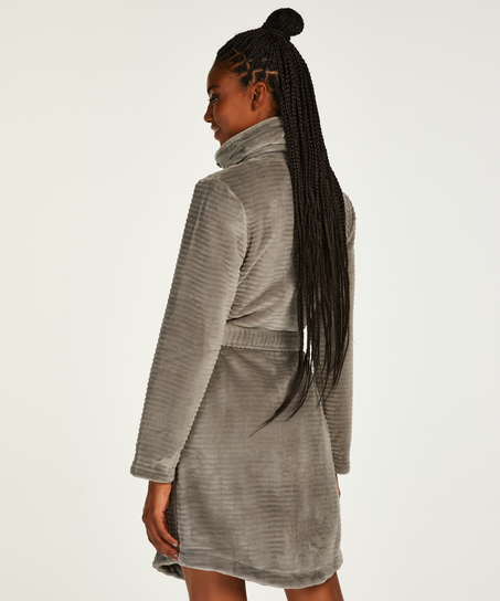 Bademantel Zip Fleece, Grau