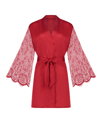Kimono Satin und Spitze, Rot