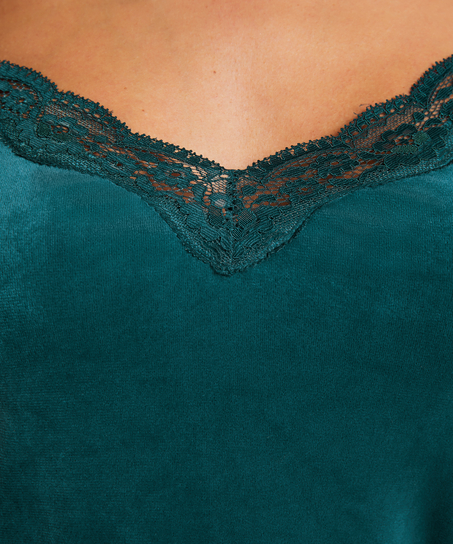 Camisole velours Dentelle, Bleu