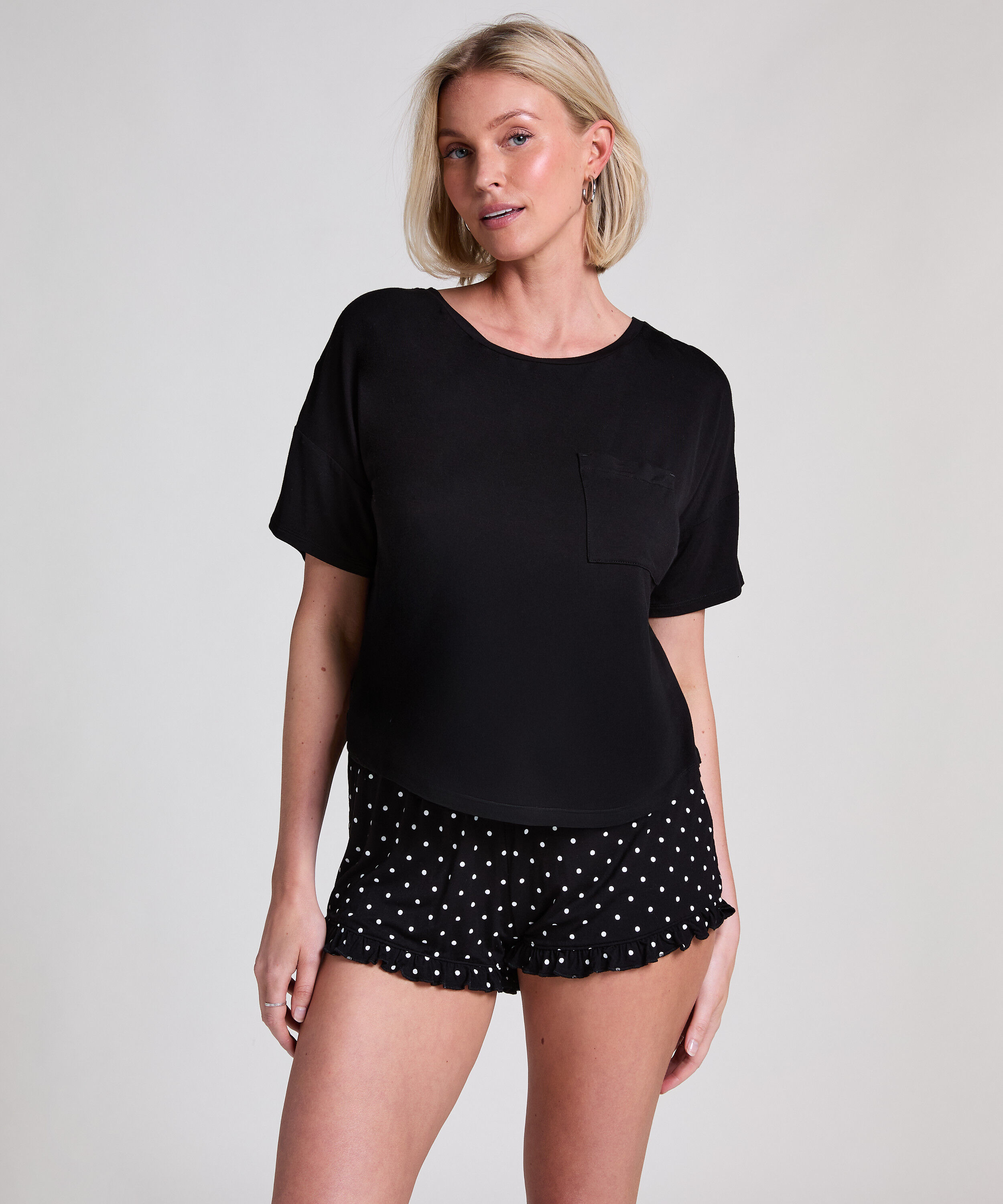 Kurzes Pyjamaset, Schwarz Kurzes Pyjamaset, Schwarz